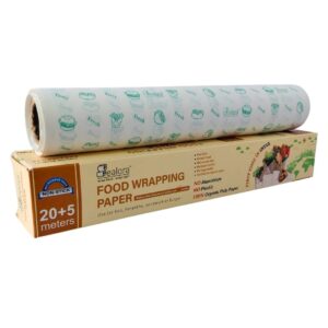 25 Meter Food Wrapping Paper Roll for Roti, Paratha, Sandwich & Burger | 100% Organic Wood Pulp, Biodegradable, Oil & Grease Resistant, Non Stick, Microwave & Oven Safe with Metal Cutter